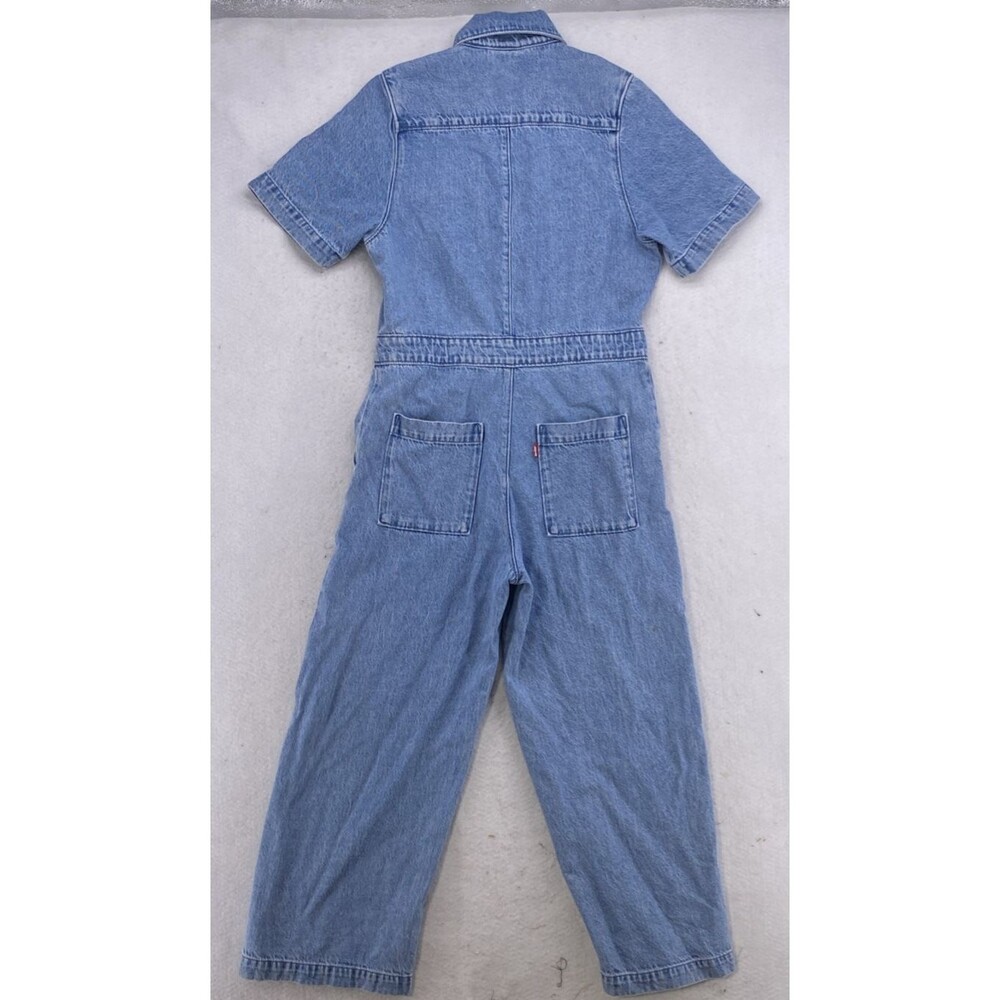 Levi’s Premium Short Sleeve Boilersuit Womens Small Light Wash Denim Jumpsuit - Picture 2 of 12